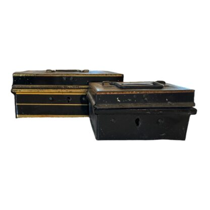 Antique English Metal Cash Money Security Box Bank Tins (Set of 5) - Image 5