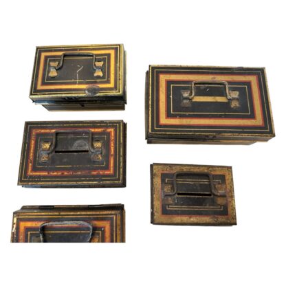 Antique English Metal Cash Money Security Box Bank Tins (Set of 5) - Image 6