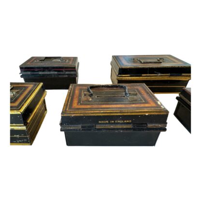 Antique English Metal Cash Money Security Box Bank Tins (Set of 5) - Image 14