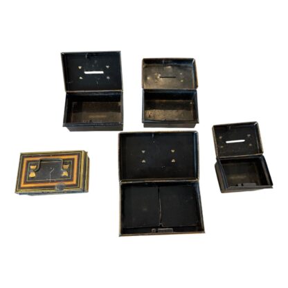 Antique English Metal Cash Money Security Box Bank Tins (Set of 5) - Image 17