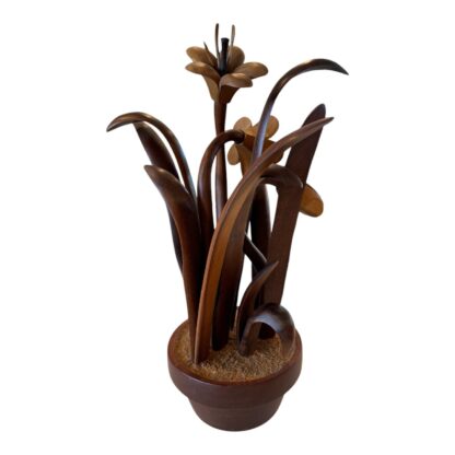 Vintage Hand Carved Wooden Flower Sculpture by Jeffrey Lindley Briggs - Image 4
