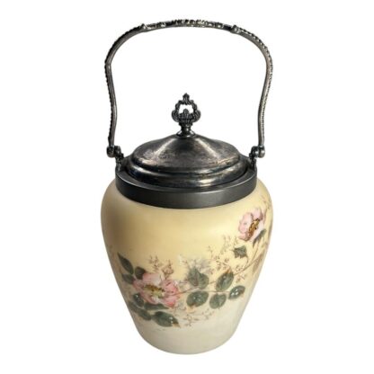 Antique Mount Washington Glass Victorian Wild Rose Biscuit Jar