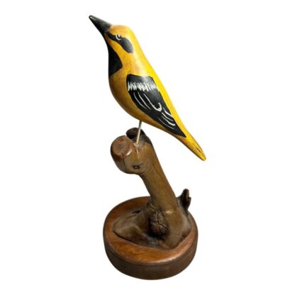 Vintage Hand Carved Wood Folk Art Wood Bird on Stand by Engburg - Image 2