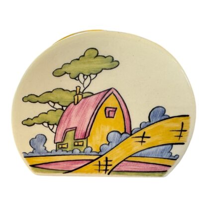 Vintage Clarice Cliff Wedgwood Bizarre Bonjour Pink Roof Cottage Sugar Bowl - Image 2