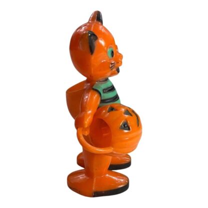 Vintage Rosbro Dancing Cat with Green Black Shirt Candy Container Toy - Image 6