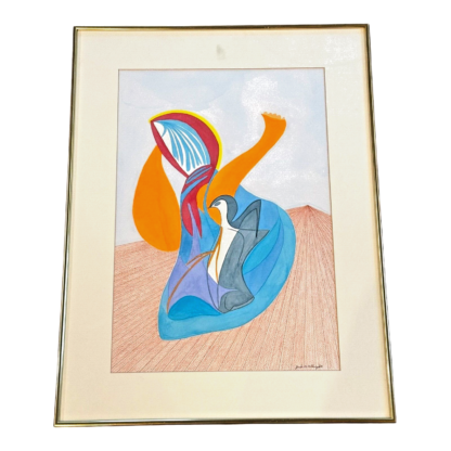 Original MCM "Dancing Lady" Watercolor on Paper Framed Painting (Jack Albright)
