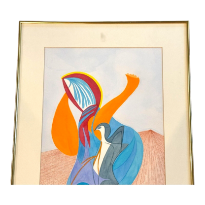 Original MCM "Dancing Lady" Watercolor on Paper Framed Painting (Jack Albright) - Image 3