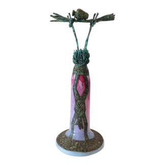 Modern Studio Art Copper & Glass Mixed Media Decorative Sculpture (David Lewin)