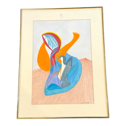 Original MCM "Dancing Lady" Watercolor on Paper Framed Painting (Jack Albright) - Image 5