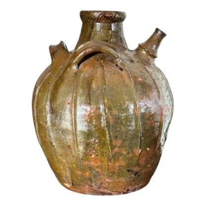 Antique French Terracotta Handled Walnut Oil Jug - Image 13