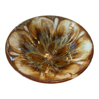 Vintage Studio Art Hand Painted Floral Glazed Pottery Bowl (Signed)