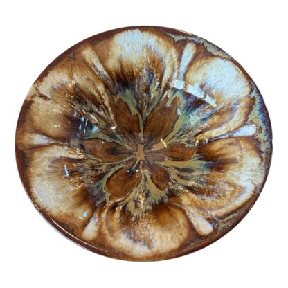 Vintage Studio Art Hand Painted Floral Glazed Pottery Bowl (Signed) - Image 2