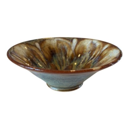 Vintage Studio Art Hand Painted Floral Glazed Pottery Bowl (Signed) - Image 3