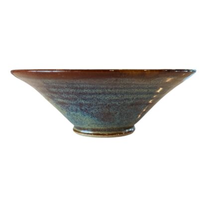 Vintage Studio Art Hand Painted Floral Glazed Pottery Bowl (Signed) - Image 4