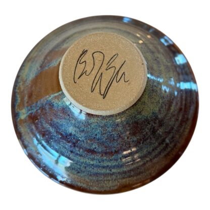 Vintage Studio Art Hand Painted Floral Glazed Pottery Bowl (Signed) - Image 5