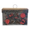 Antique Decorative Tin Toleware Lidded Floral Document Box