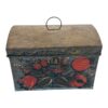 Antique Decorative Tin Toleware Lidded Floral Document Box - Image 4