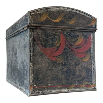Antique Decorative Tin Toleware Lidded Floral Document Box - Image 9
