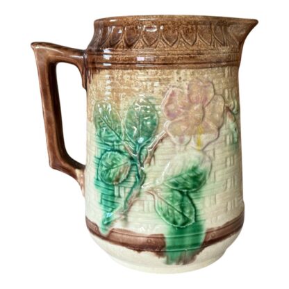 Antique Victorian Floral Ceramic Majolica Handled Pitcher - Image 6