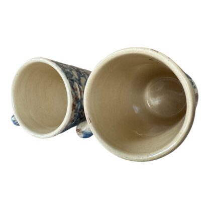 Antique RRP Roseville Pottery Blue Purple Country Spongeware Stoneware Mugs - Image 10