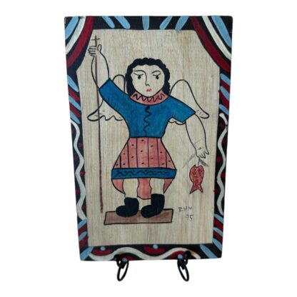 Vintage New Mexican Religious Folk Art Retablo Wall Hanging (Richard Montoya)