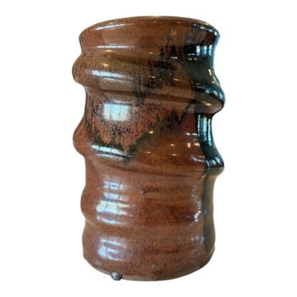 Vintage Studio Art Blue Brown Gray Drip Glaze Stoneware Pottery Vase - Image 4