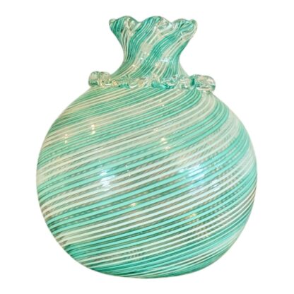 Vintage Murano Green Swirl Reticello Art Glass Vase by Dino Martens for Toso - Image 3