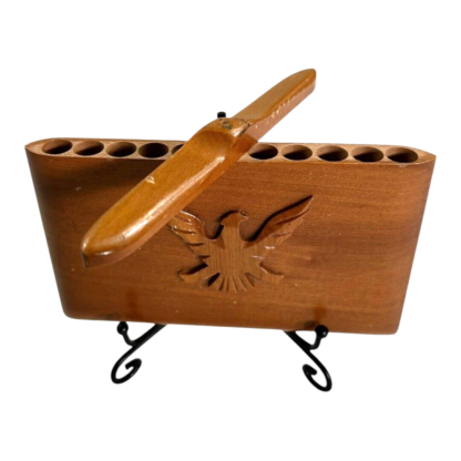 Vintage WW2 Hand Carved Trench Art Cigarette Case with Propeller