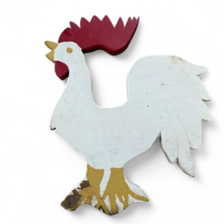 Antique Primitive Country Folk Art Hand Painted Wooden Rooster Chicken Sign