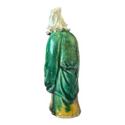 Antique Chinese Green Glazed Ceramic Pottery Mudman Mudmen Figurine, 4.5" - Image 4
