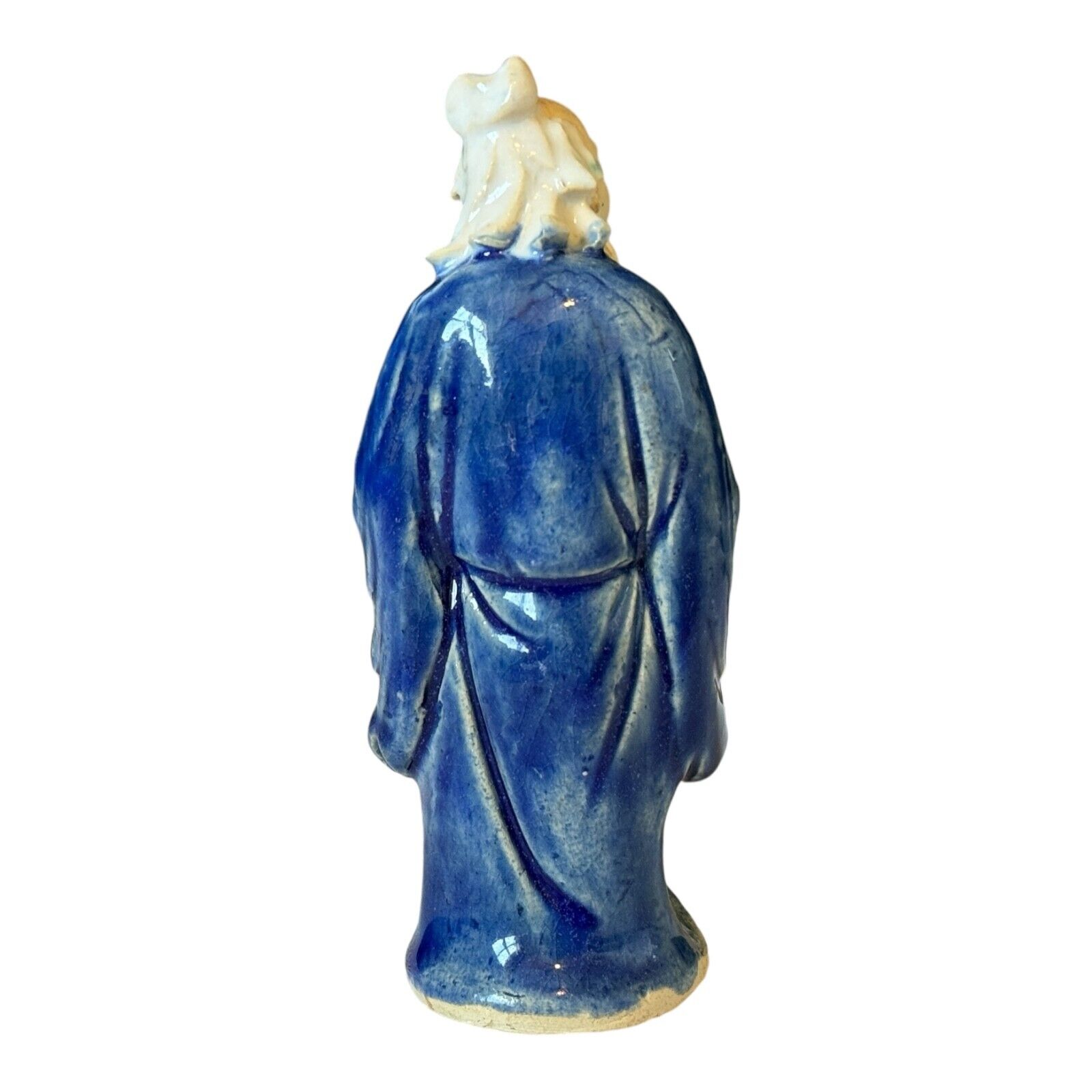 Antique Chinese Export Blue-Glazed Ceramic Pottery Mudman Figurine - Image 6