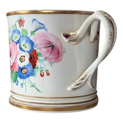 Antique 1863 Staffordshire English Victorian Porcelain Floral Loving Cup Mug - Image 2