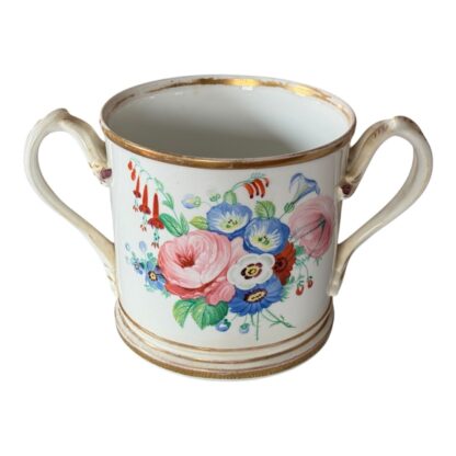 Antique 1863 Staffordshire English Victorian Porcelain Floral Loving Cup Mug - Image 8