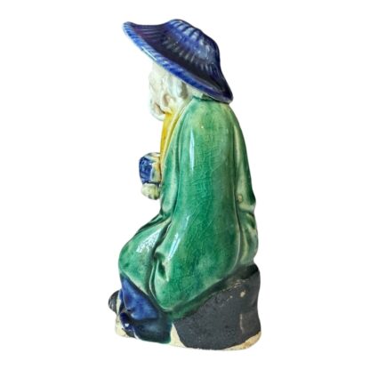 Antique Chinese Export Green Glazed Ceramic Pottery Mudman Figurine - Image 4