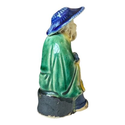 Antique Chinese Export Green Glazed Ceramic Pottery Mudman Figurine - Image 6