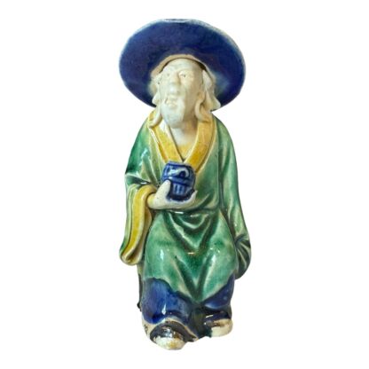 Antique Chinese Export Green Glazed Ceramic Pottery Mudman Figurine - Image 9