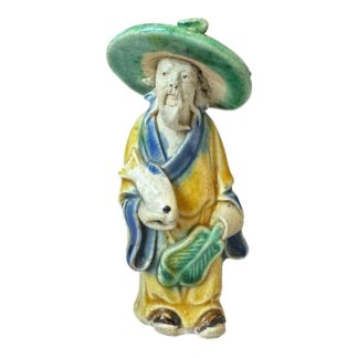 Antique Chinese Export Yellow Glazed Ceramic Pottery Mudman Figurine