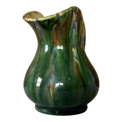 Vintage Swedish Hoganas Keramik Green Marbled Glaze Pottery Creamer - Image 2