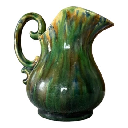 Vintage Swedish Hoganas Keramik Green Marbled Glaze Pottery Creamer - Image 3