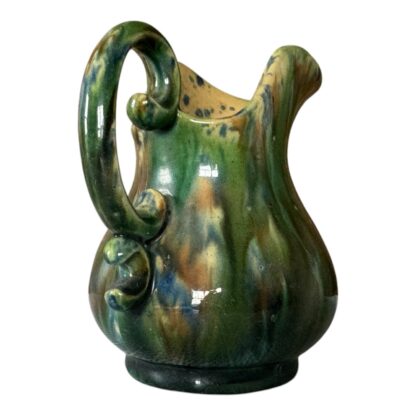 Vintage Swedish Hoganas Keramik Green Marbled Glaze Pottery Creamer - Image 4