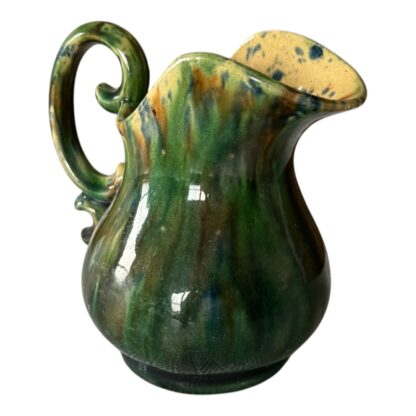 Vintage Swedish Hoganas Keramik Green Marbled Glaze Pottery Creamer - Image 5