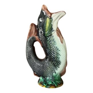 Antique Staffordshire Majolica Pottery Gurgling Fish Pitcher (Forester & Sons)