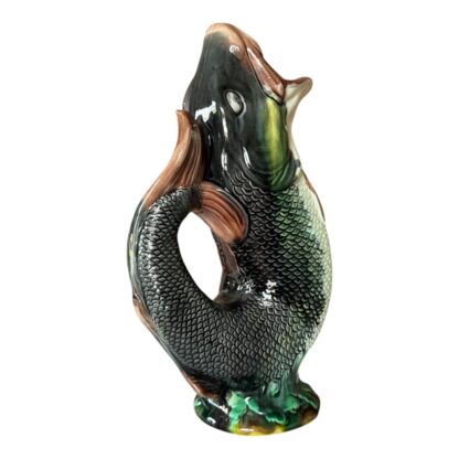 Antique Staffordshire Majolica Pottery Gurgling Fish Pitcher (Forester & Sons) - Image 6