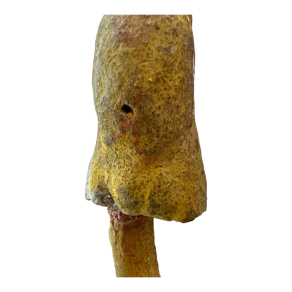 Pre-Columbian Primitive Handmade Yellow Painted Terracotta Figural Woman Statue - Image 9