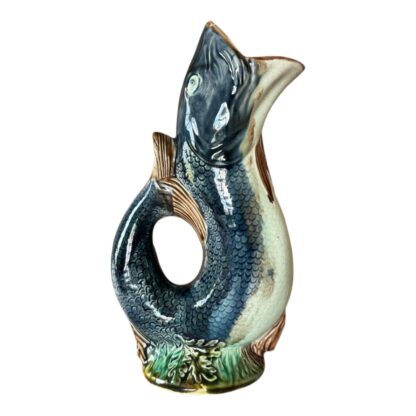 Antique Staffordshire Majolica Pottery Gurgling Fish Pitcher (Forester & Sons)