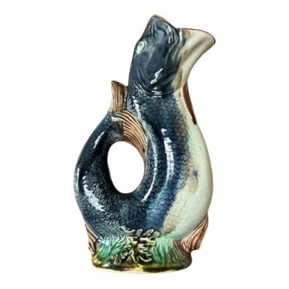 Antique Staffordshire Majolica Pottery Gurgling Fish Pitcher (Forester & Sons) - Image 3
