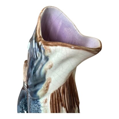 Antique Staffordshire Majolica Pottery Gurgling Fish Pitcher (Forester & Sons) - Image 5