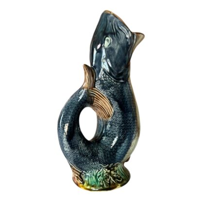 Antique Staffordshire Majolica Pottery Gurgling Fish Pitcher (Forester & Sons) - Image 10