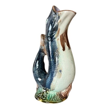 Antique Staffordshire Majolica Pottery Gurgling Fish Pitcher (Forester & Sons) - Image 12
