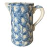 Antique Blue Spongeware Salt Glaze Smoke Ring Stoneware Pitcher - Image 3
